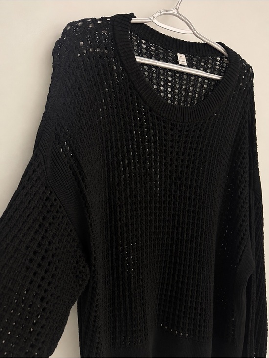 Old Navy Sweaters - Black Open-Weave Crewneck Sweater